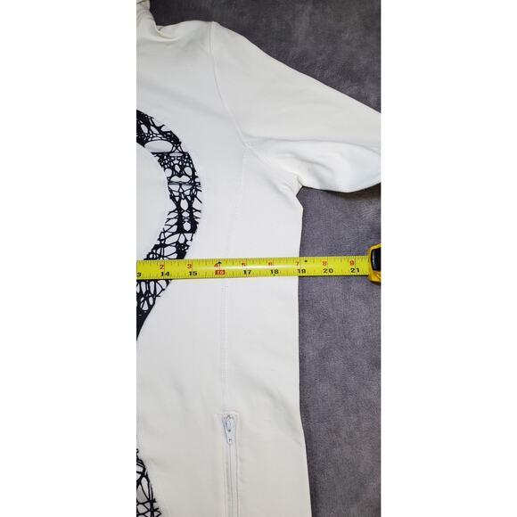 Lululemon Size 10 Scuba Hoodie Slim Full Zip White Black Women’s Gym C19-21 - Picture 3 of 9